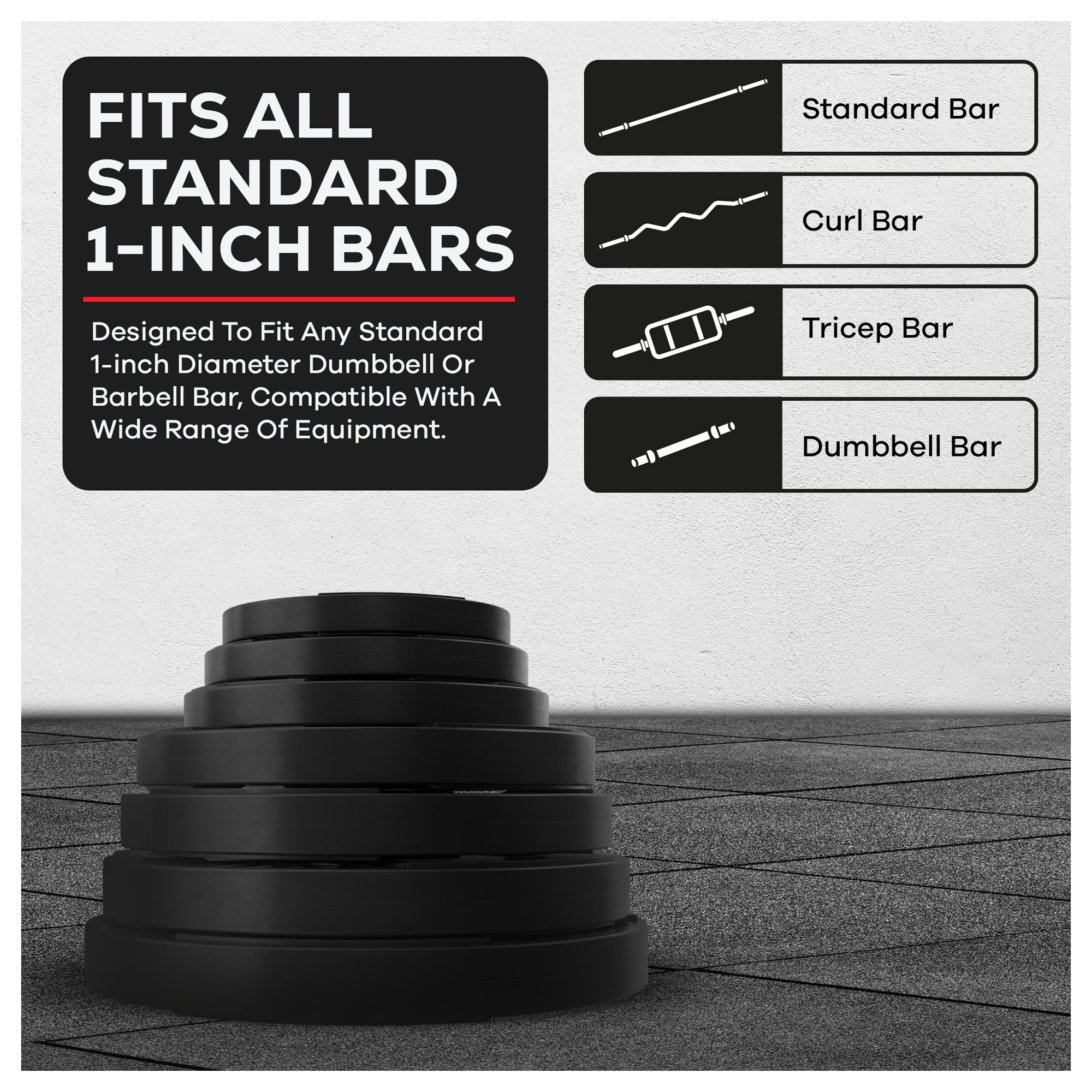 10KG Weight Plates Fits All Standard 1-Inch Bars details & Icon.