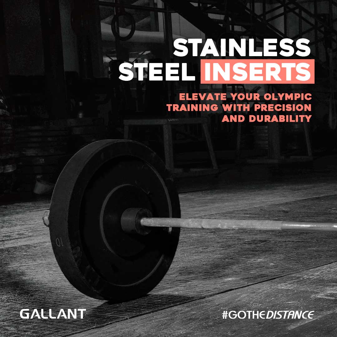 Olympic Rubber Bumper Weight Lifting Crumb Plates Set Stainless Steel Inserts.