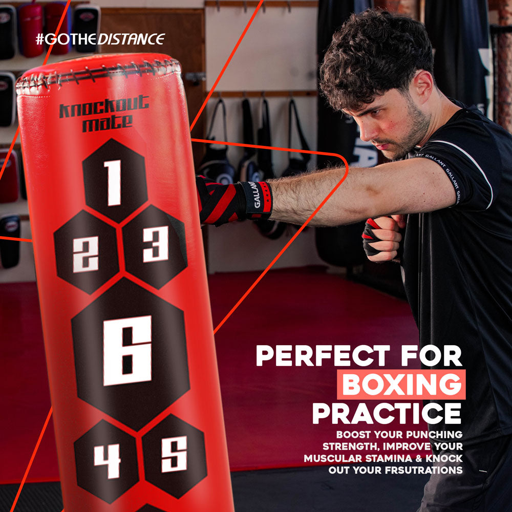 5.5ft Heritage Red Free-Standing Punchbag Perfect For Boxing Practice.