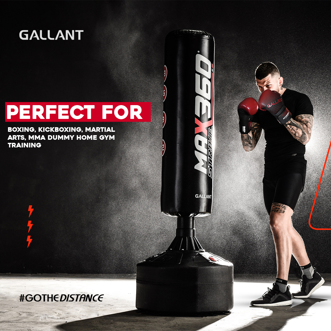 6ft Max Strike 360 Free Standing Punch Bag With Gloves &  Rain Cover Perfect For.