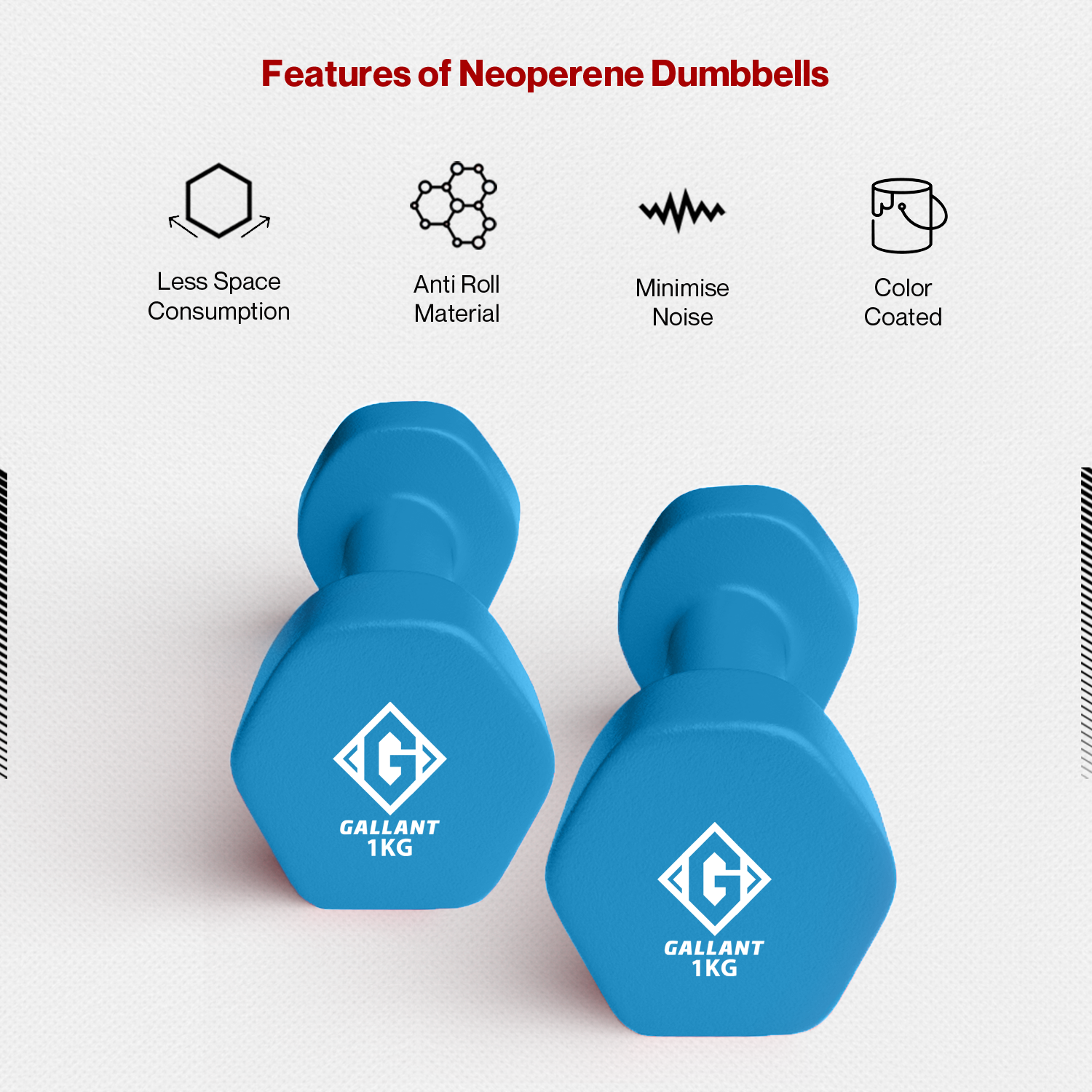 Gallant HEX Neoprene Dumbbells Hand Weights Pair Features Of Neoperene Dumbbells.