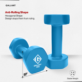 Gallant HEX Neoprene Dumbbells Hand Weights Pair Anti Rolling Shape.