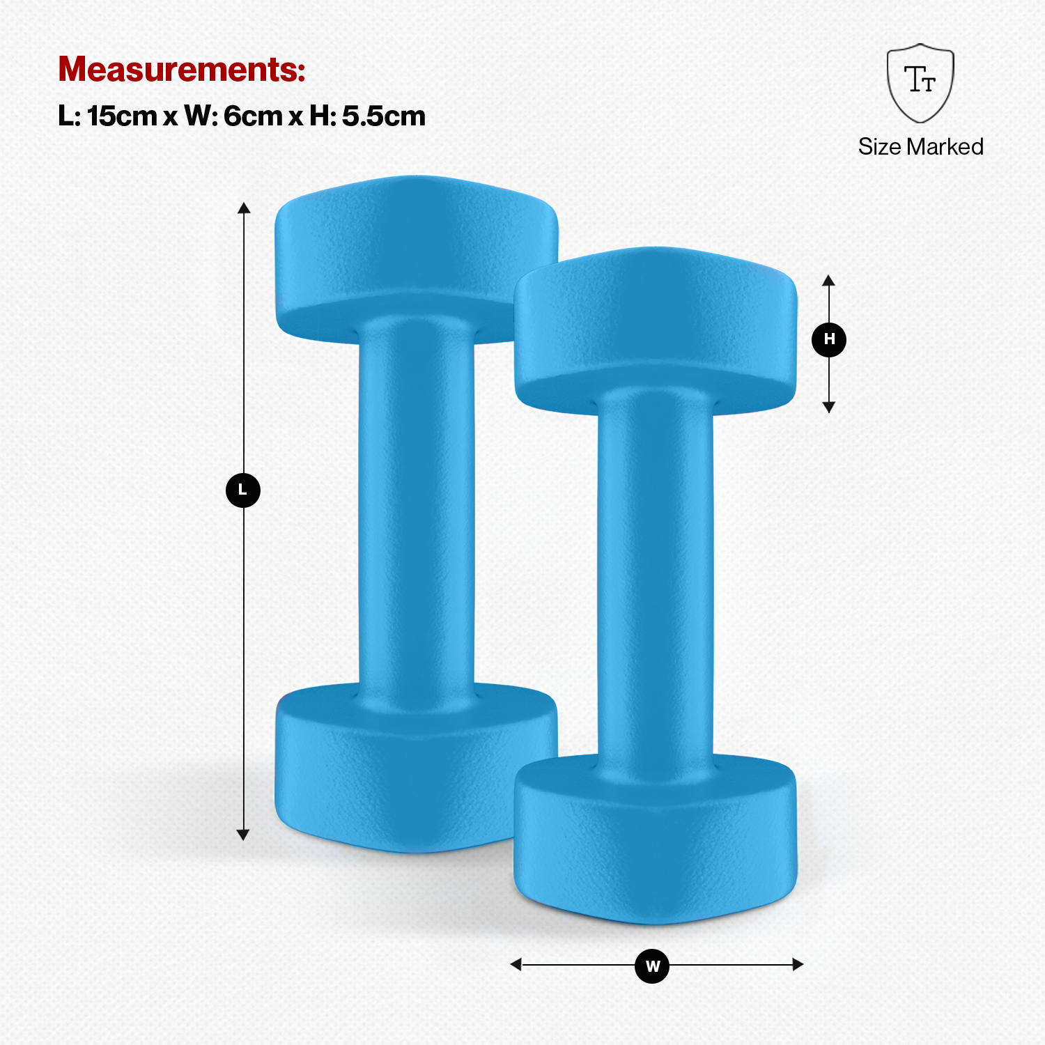 Gallant HEX Neoprene Dumbbells Hand Weights Pair  Measurements.